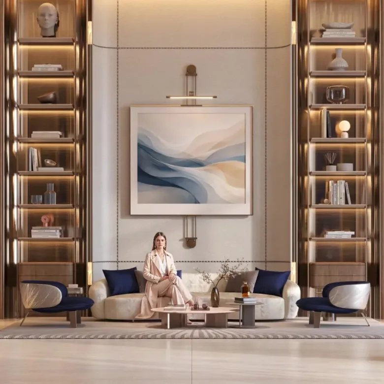 Binghatti Starfall lobby lounge seating area